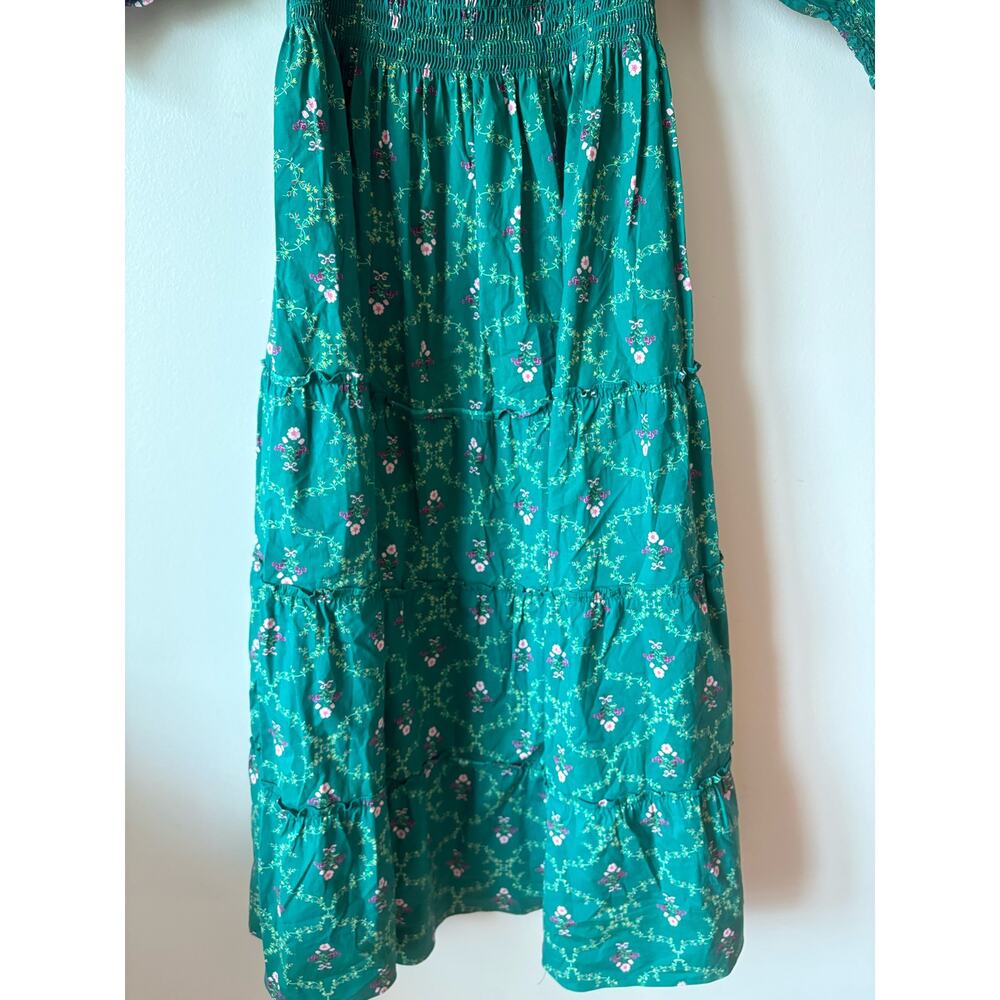 HILL HOUSE Home Nesli Emerald Trellis Dress Midi S - Picture 6 of 12